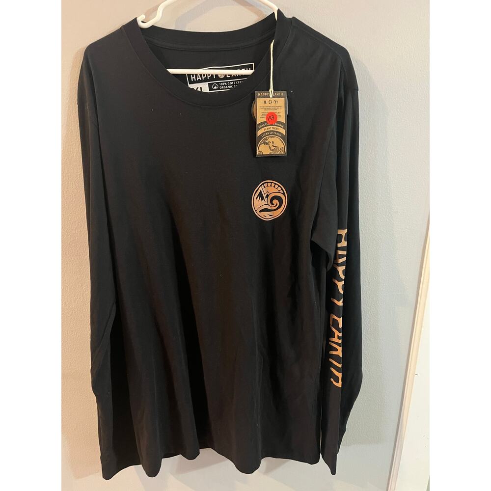 Happy Earth Long Sleeve T-Shirt size XL 100% Organic Cotton-NWT